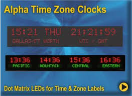 Digital Time Zone Displays World Clocks Digital World