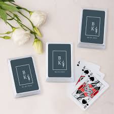 Customize card fronts (image & text) select a format (1 or 4 or 13 or 54) depends on the number of images to use on your deck. Unique Custom Playing Card Favors Stacked Monogram The Knot Shop