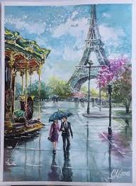Paris Watercolor Painting Rainy Street Paris Painting City Etsy Paris Painting Watercolor Landscape Original Watercolor Art