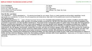Forest Technician Cover Letter