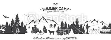 Summer Camp Seamless Pattern Vector Illustration Outdoor Adventure Background For Wallpaper Or Wrapper Seamless Scene With Canstock