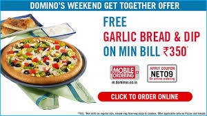 Dominos Weekend Offer Free Garlic Bread Dip On Min Bill Rs 350 Food Coupon Bread Dip Veg Pizza