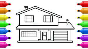 Color online with this game to color buildings coloring pages and you will be able to share and to create your own gallery online. How To Draw House For Kids Modern House Coloring Pages Kid Coloring Tv Youtube