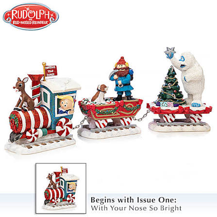 Rudolph The Red-Nosed Reindeer All Aboard The Rudolph Express Christmas  Train Figurine Collection Featuring Silvery Chains That Connect Each Car