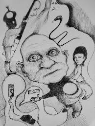 Inktober day 1: Gargoyle sketch with platinum preppy