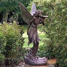 Browse through a large selection of beautiful statues & sculptures! Large Stunning Bronze Effect Standing Fairy Garden Ornaments