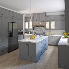 Shaker Base Cabinets In Gray Kitchen The Home Depot In 2020 Kitchen Cabinets Home Depot Shaker Kitchen Design Home Depot Kitchen
