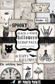 Black And White Halloween Pictures Halloween Scrapbook Kit Black White Junk Journal Kit Etsy Halloween Scrapbook Scrapbook Kits Scrapbook