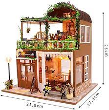 Miniature Diy Dollhouse Kits Wooden Rainbow Cafe With Etsy Dollhouse Kits Diy Dollhouse Toddler Dollhouse