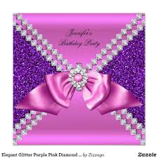 Elegant Birthday Cards For Women Elegant Glitter Purple Pink Diamond Bow Birthday Invitation Zazzle Com In 2020 Birthday Cards For Women Purple Birthday Card 21st Birthday Cards