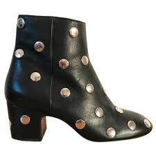Bimba Y Lola Black Studded Leather Ankle Boots