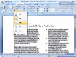 At the bottom of the list, choose more columns. Create Columns In Word 2007 Youtube