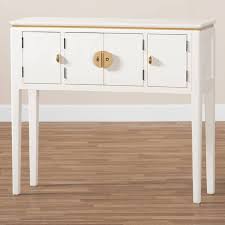 Baxton Studio Aiko Classic & Traditional Japanese-Inspired Off-White  Finished 4-Door Wood Console Table - TOK3-Console
