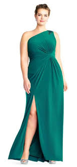 Adrianna Papell Plus Size Jeweled One Shoulder Gown With Draped Details Soft An Plus Size Evening Gown Plus Size Gowns Formal Formal Dresses Long Plus Size