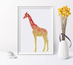 Jungle animals cross stitch patterns pdf gift set of 5 elephant giraffe zebra lion monkey enchanted. Geometric Giraffe Ritacuna