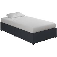 The flush paneled sides and lack of drawer pull hardware give this bed a sleek modern look. Realrooms Alden Platform Bed With Storage Drawers Twin Size Frame In Blue Linen 4366619