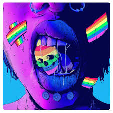 Retrowave Lofi Neonart Neon Pride Prideart Art Artwork Drawing Illustration Pridemonth Skull Grunge Neon Art Hippie Art Grunge Art