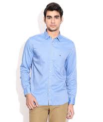 parx blue slim fit casual shirt