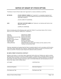 Companies considering to offer their employees a share option scheme. Notice Of Grant Of Stock Option Template By Business In A Box