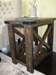 Rustic X Distressed Handmade End Side Table Etsy Rustic End Tables Rustic Living Room Furniture Diy Farmhouse Decor