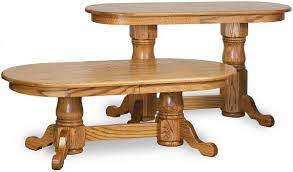 Go with the oak grain and relaxed finishes for elevated, rustic charm. Hiram Double Pedestal Coffee Table Countryside Amish Furniture