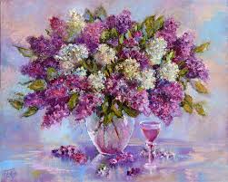 Oil Painting On Canvas Lilac Flowers A Bouquet Of Flowers In A Vase Floral Painting Painting Flower Painting