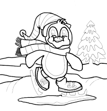 Baby Penguin Skating On Winter Coloring Page Penguin Coloring Pages Coloring Pages Winter Penguin Coloring