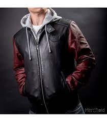 Justice League Movie The Flash Leather Hooded Jacket Leather Jacket With Hood Jackets Celebrity Jackets