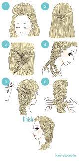 ディズニープリンセス エルサ風三つ編みヘアアレンジ イラスト付き peinado de elsa frozen peinado de elsa peinados de mujer