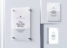 Download Free Wall Mounted Etched Glass Sign Mockup Psd Set Good Mockups