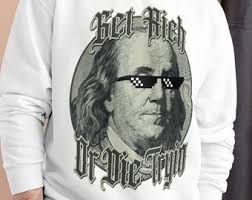 Champion Sweatshirt Gangsta Benjamin Franklin Ganster Gangsters Mafia  Cartel Thug Print Printed 3XL 2XL XL L M S Black White