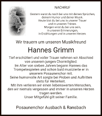 Traueranzeigen Von Hannes Grimm Trauer Hersfelder Zeitung De