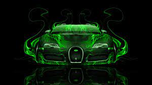 Bugatti Veyron Front Water Car 2014 Green Neon Design By Tony Kokhan Car Pictures Imagens De Fundo Neon Leao Papel De Parede