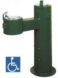 Soft sides ® ada compliance: Dual Height Pedestal Drinking Fountain Ada Accessible Outdoor Cylindrical Steel