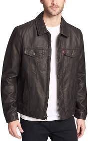 Men S Levi S Classic Faux Leather Trucker Jacket Leather Jacket Men Jackets Levi