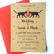 Items Similar To Personalised Custom Black Cat Wedding Invitation Brown Kraft Wedding Invite On Etsy Mi Boda Boda