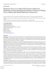 There are total 30 panel doctors, out of which 30 doctors are . Pdf Response Time As An Implicit Self Schema Indicator For Depression Among Undergraduate Students Preliminary Findings From A Mobile App Based Depression Assessment