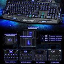 3 Colors Led Backlit Illuminated Gaming Keyboard And Colorful Optical Mouse Set Keyboard Usb Multimedia Pc