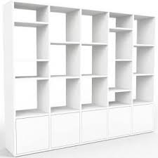 Bibliotheque Murale Blanc Modele Moderne Etagere Avec Porte Blanc 195 X 157 X 35 Cm Modulable Shelving Unit Home Decor Shelving
