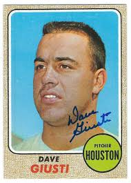 Houston Astros Baseball 1966 Topps Dave Giusti + Houston Astros #258 Astros  Autograph