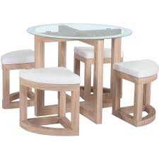 Round Glass Dining Table 4 Chairs Space Saving Kitchen Furniture Set White Seat Unbranded Contemporary Muebles De Comedor Muebles De Sala Modernos Muebles