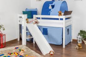 Hochbetten für kinder mit großer markenvielfalt günstig online kaufen bei mytoys. Midsleeper Children S Bed Samuel Solid Beech Wood With Slide White Finish Incl Slatted Bed Frame 90 X 200 Cm