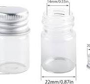 MaxMau Mini Glass Bottles with Screw Caps 5ml 24 Sets Aluminum Top Metal  Lids 5 Milliliter Tiny Vials Small Jars DIY Storage Art Craft Decor
