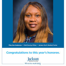 Jackson Health System is proud of Peta Ann Anderson, chief nursing officer  at Jackson North Medical Center, for her recognition as a 2020 Legacy Miami  Top Black Healthcare Professional in Miami-Dade! "Being