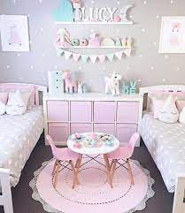 Puderrosa Farbe Weisse Regale Puderrosa Kommode Wandfarbe Farbe Kommode Puderrosa Regale Wandfarbe Pink Room Decor Shared Girls Room Baby Room Decor