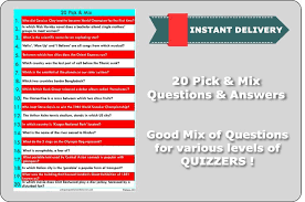You can get a pdf with just the trivia questions, just the answers, or with both the trivia questions and answers. Pub Quiz Questions And Answers Quiz 1 Pick Mix General Etsy Uk In 2021 Pub Quiz Questions Trivia Questions And Answers Movie Quiz Questions