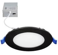 4 in. Slim Round Recessed LED Downlight, Black Trim, Canless IC Rated, 700  Lumens, 5 CCT Color Selectable 2700K-5000K
