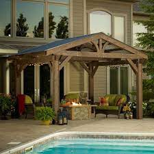 Beefy Wooden Pergola With Corrugated Metal Roof Pergoladiy Pergola Patio Outdoor Pergola Backyard Patio
