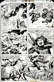 Devil Dinosaur 2 p 26 (GREAT BATTLE PAGE WITH DEVIL DINOSAUR & MOONBOY  BATTLING APES & THE GIANT SPIDER MONSTER!) 1978 Comic Art For Sale By  Artist Jack Kirby at Romitaman.com