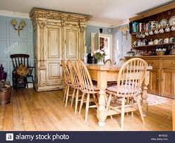 Wheel Back Chairs And Pine Table In Country Dining Room With Large Bhte3d French Country Dining Room Country Style Dining Room French Country Dining Room Table